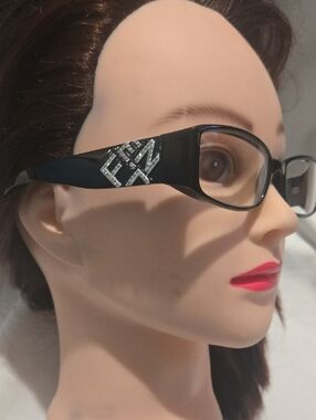 Fendi Black Women's Crystal Logo Glasses